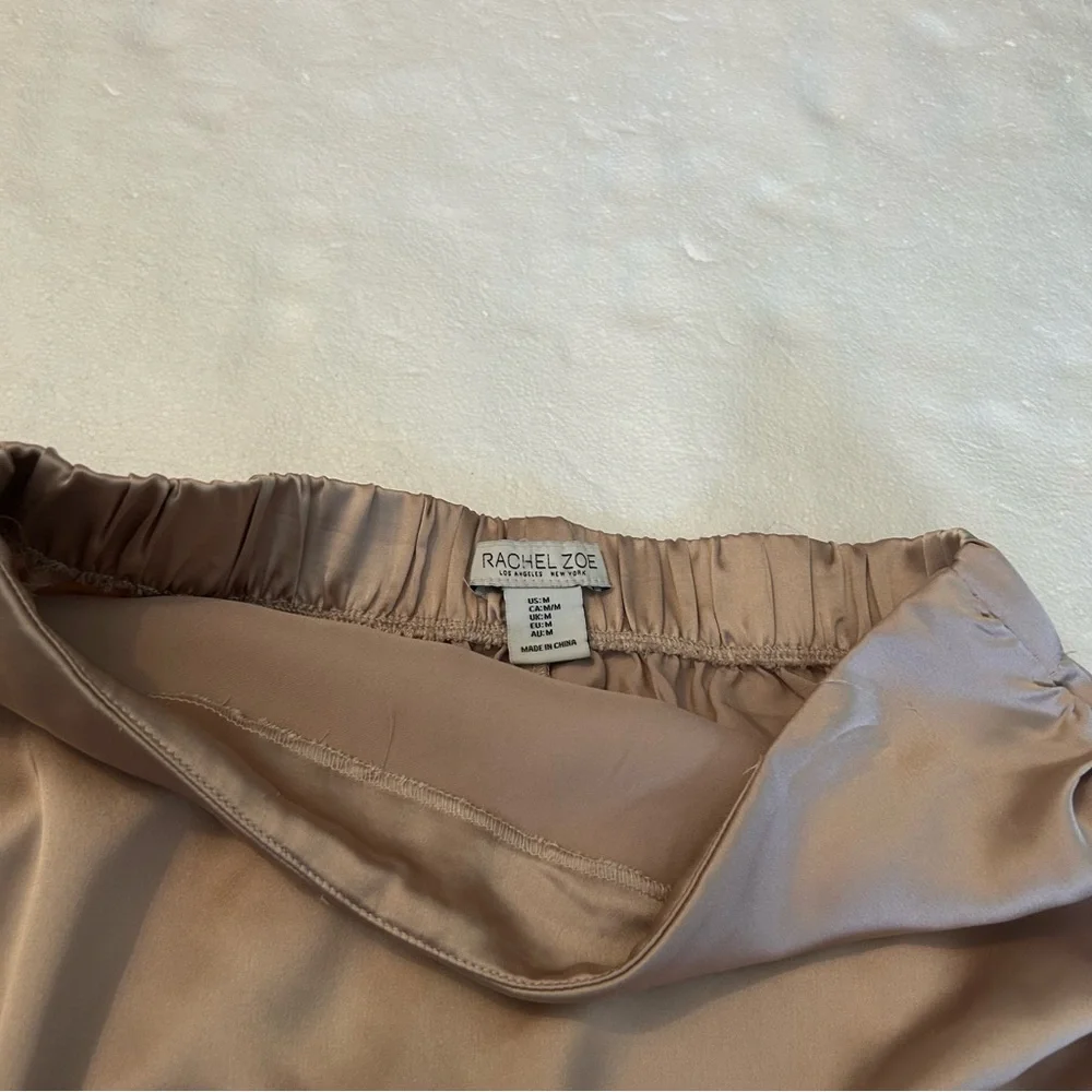 Rachel Zoe champagne silky elastic waist slit skirt - Picture 9 of 9